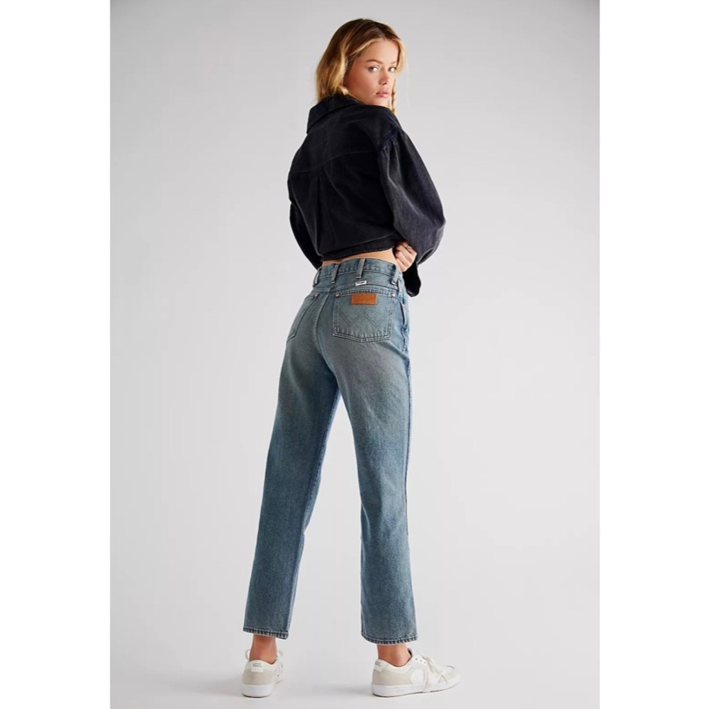 Wrangler x Free People Wild West High Rise Straight Jeans Peach Tint